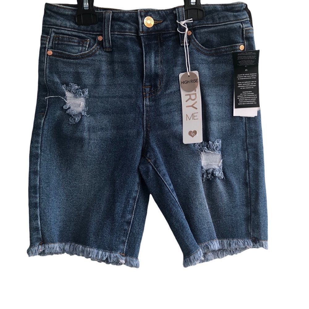 NWT CELEBRITY PINK GIRLS Blue Jeans Denim Ripped Medium Length Shorts Size: 12